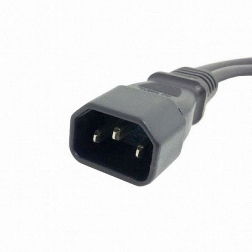 Single C14 to Dual C13 5-13R Short Power Y Type Splitter Adapter Cable Cord PW-037