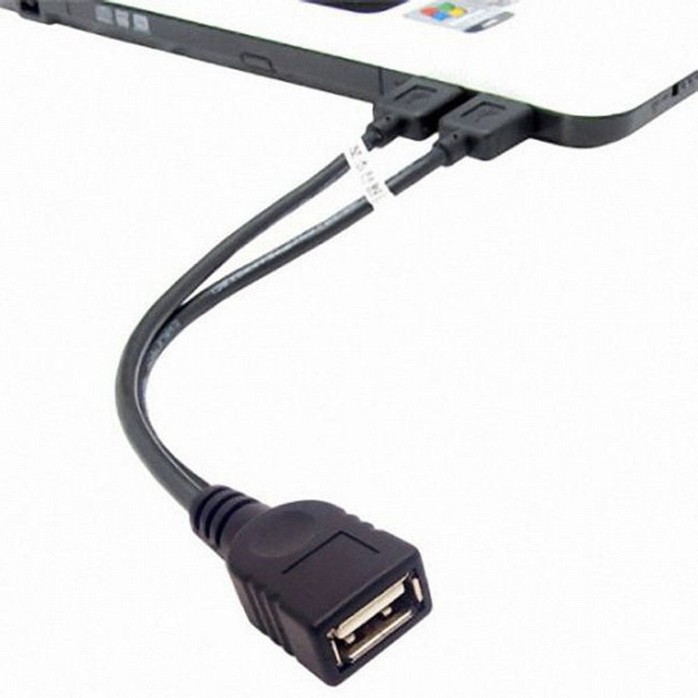 Black USB 2.0 Female A to Dual A Male Extra Power Data Y Extension Cable for 2.5" Mobile Hard Disk U2-131
