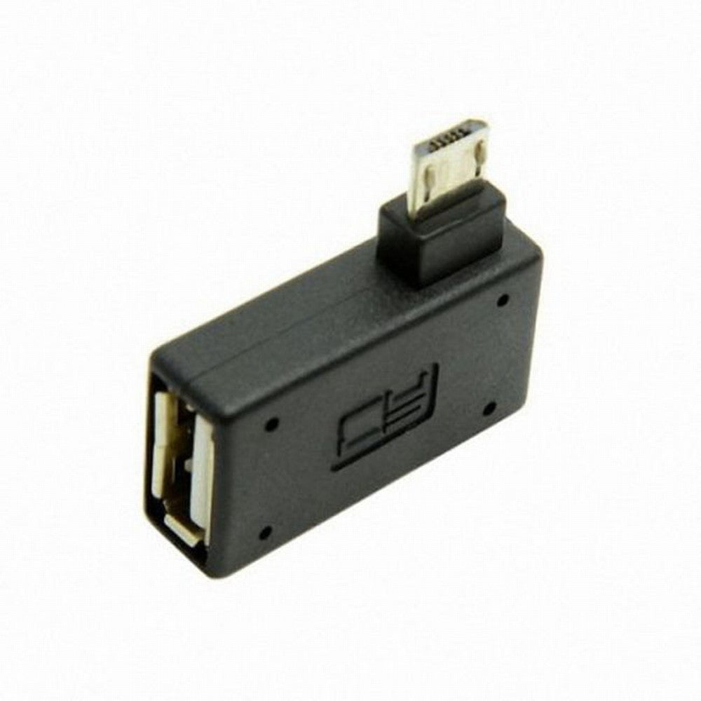 90 Degree Left Angled Micro USB 2.0 OTG Host Adapter with USB Power for Galaxy S3 S4 S5 Note2 Note3 Cell Phone Tablet U2-141-LE