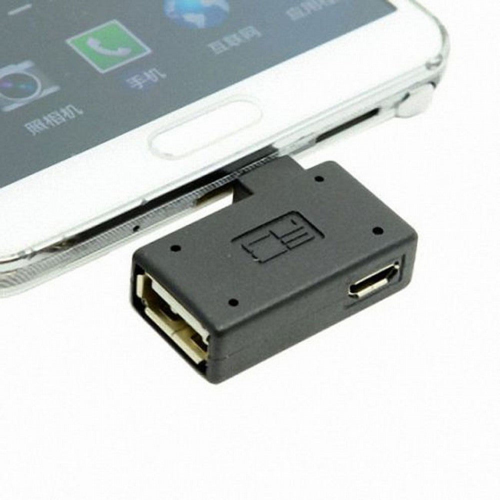 90 Degree Right Angled Micro USB 2.0 OTG Host Adapter with USB Power for Galaxy S3 S4 S5 Note2 Note3 Cell Phone Tablet U2-141-RI