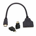 HDMI to Dual HDMI Female Y Splitter Switch Extension Adapter Cable with Micro Mini HDMI Adapter HD-023+038+167