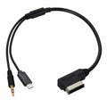 Media In AMI MDI to Stereo 3.5mm Audio USB-C Aux Adapter Cable For Car VW AUDI 2014 A4 A6 Q5 Q7 CA-036