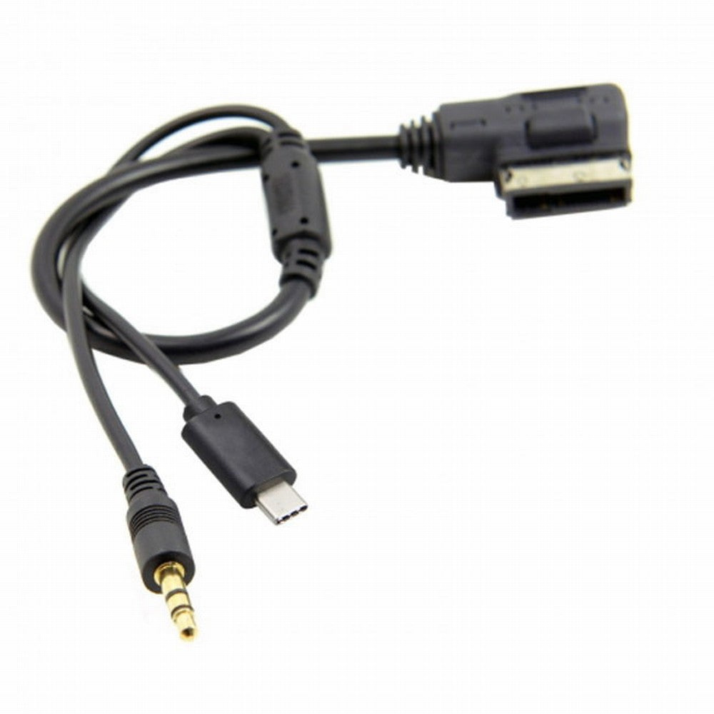 Media In AMI MDI to Stereo 3.5mm Audio USB-C Aux Adapter Cable For Car VW AUDI 2014 A4 A6 Q5 Q7 CA-036