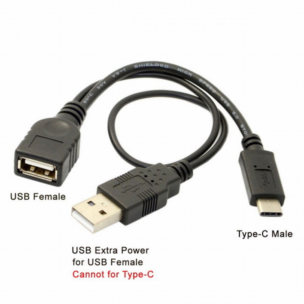 USB-C Type-C USB 3.1 to USB 2.0 Female OTG Data Cable with Power for Cell Phone Tablet Laptop Macbook Pro UC-001