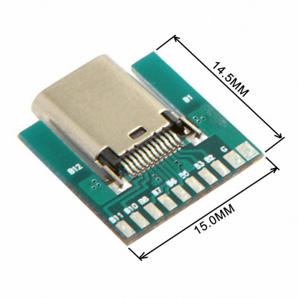 DIY 24pin USB 3.1 Type C Female Socket Connector SMT type with PC Board UC-206