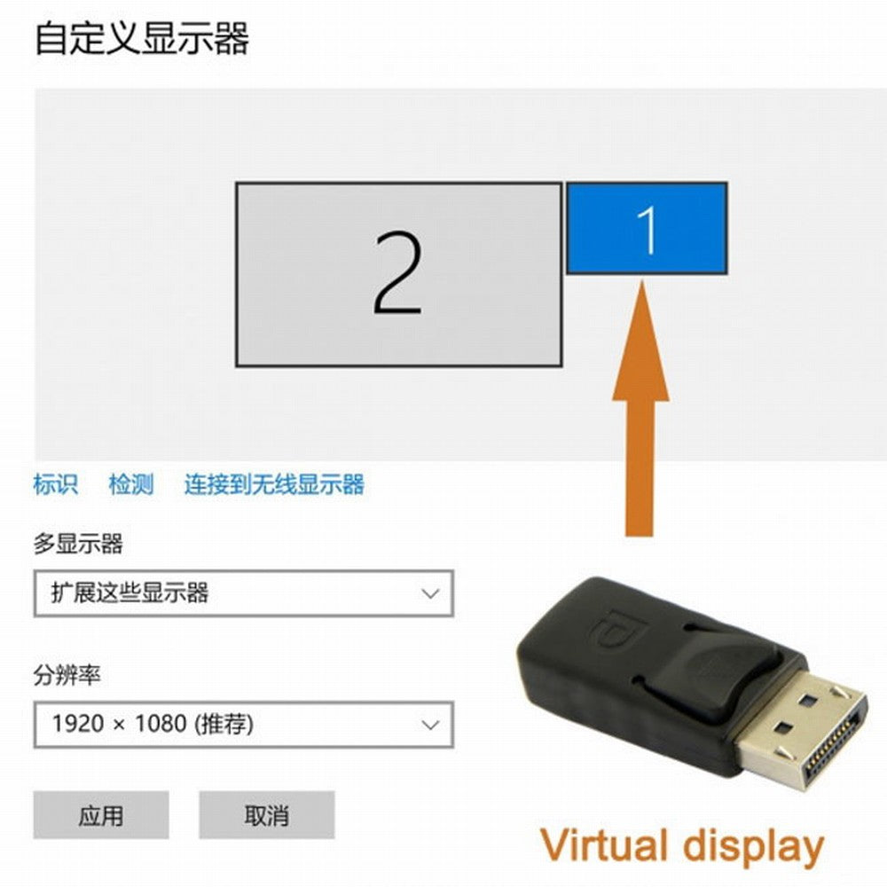 CY Virtual Display Adapter DP Displayport Dummy Plug Headless Ghost Display Emulator 2560x1600p@60Hz DP-063