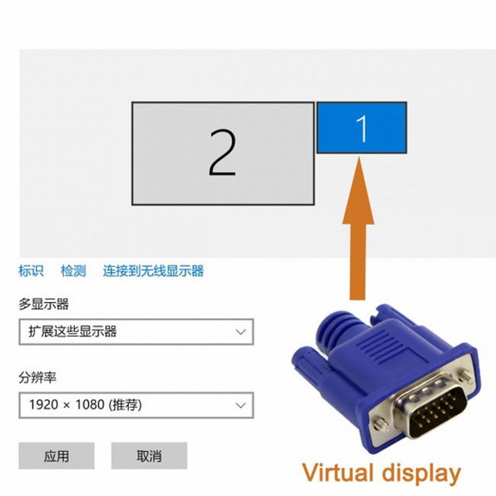 CY Virtual Display Adapter VGA RGB Monitor Dummy Plug Headless Ghost Display Emulator 1920x1080p@60Hz DB-036