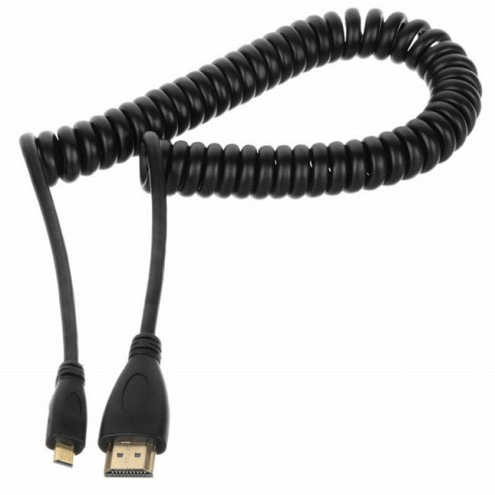Micro HDMI Male to HDMI Male Stretch Spring Cable 4K 60hz for TF201 XOOM A500 Tablet HD-110-BK