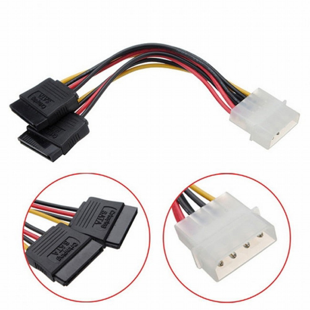 IDE to Dual SATA II 15pin Y Splitter 10cm Hard Disk Power Supply Extension Cable SA-056