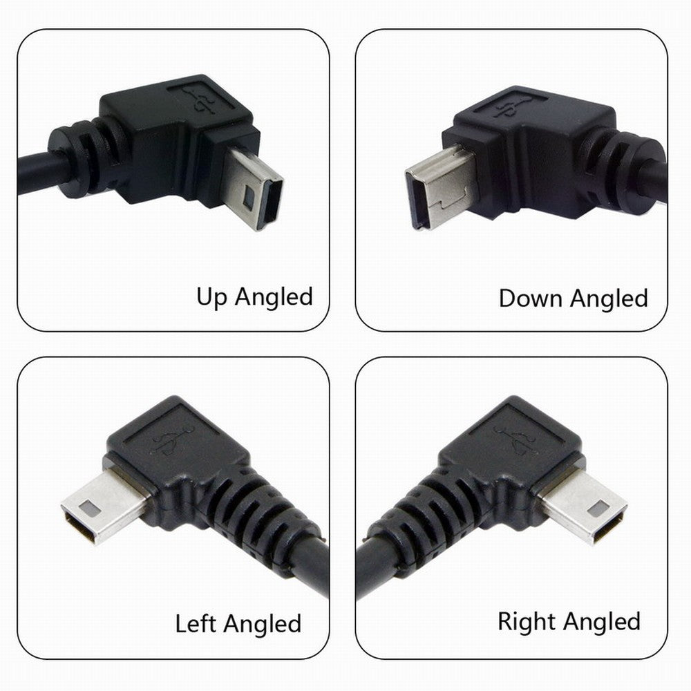 5pin Mini USB type Male Left Angled 90 degree to USB 2.0 male data charge cable 50cm CC-U2-057