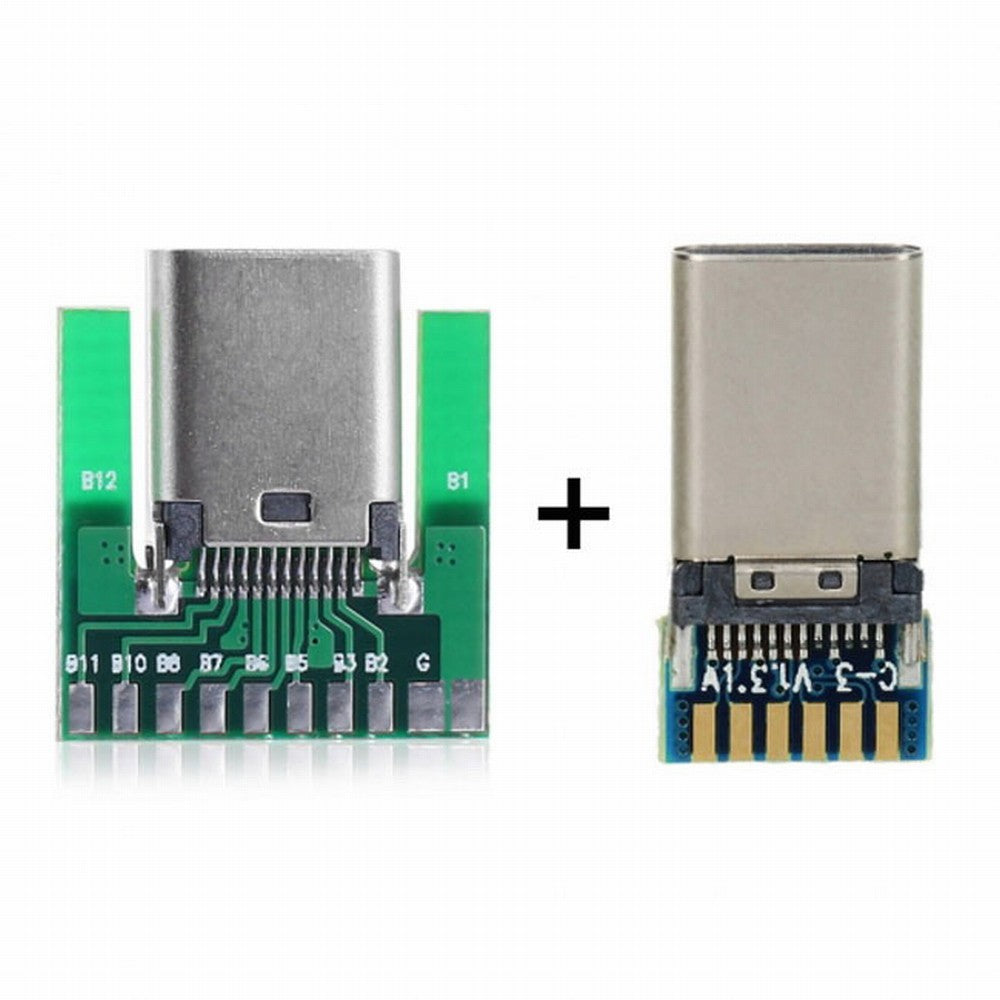 DIY 24pin USB 3.1 Type C Male Female Plug Socket Connector SMT type with PC Board 1 set UC-206+207