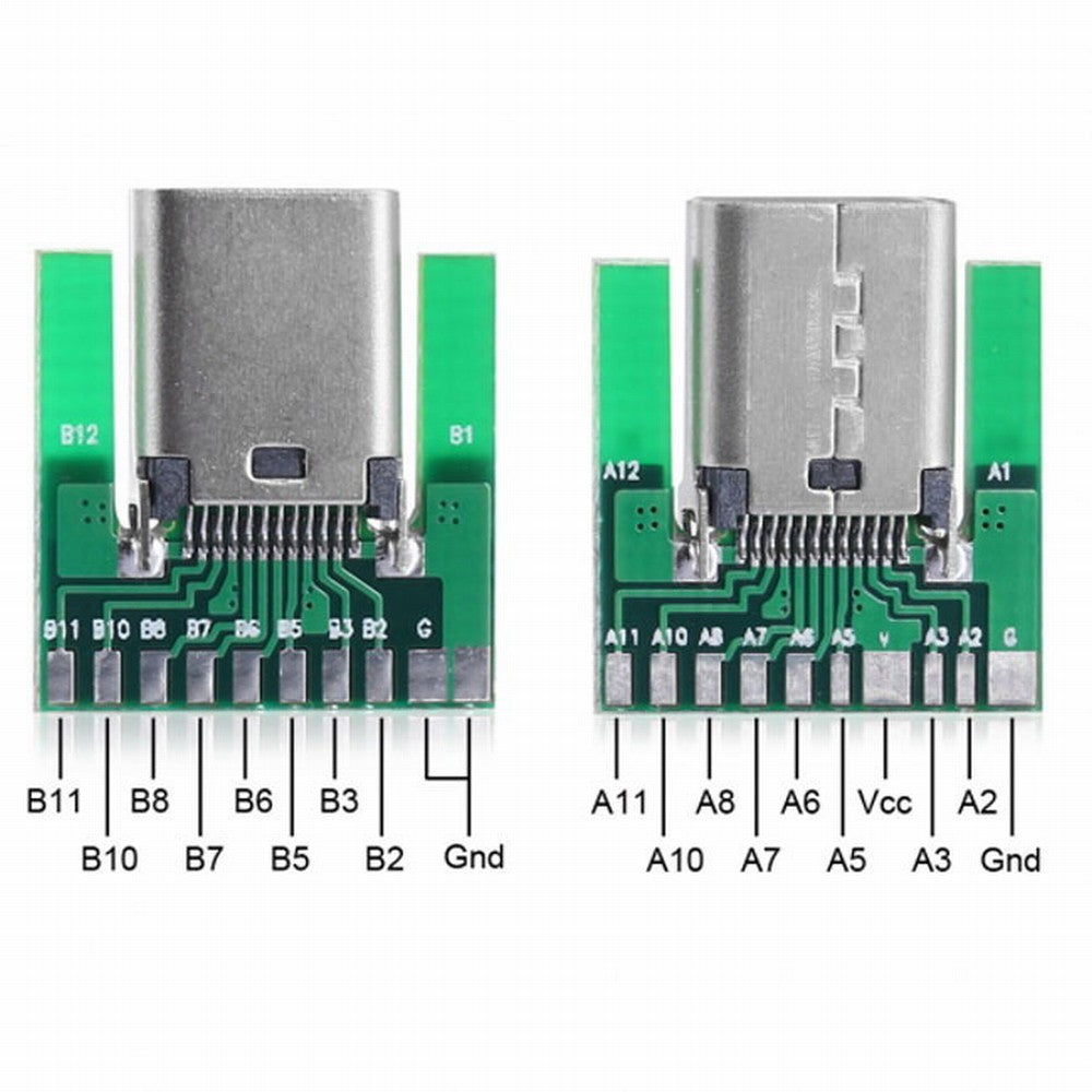DIY 24pin USB 3.1 Type C Male Female Plug Socket Connector SMT type with PC Board 1 set UC-206+207