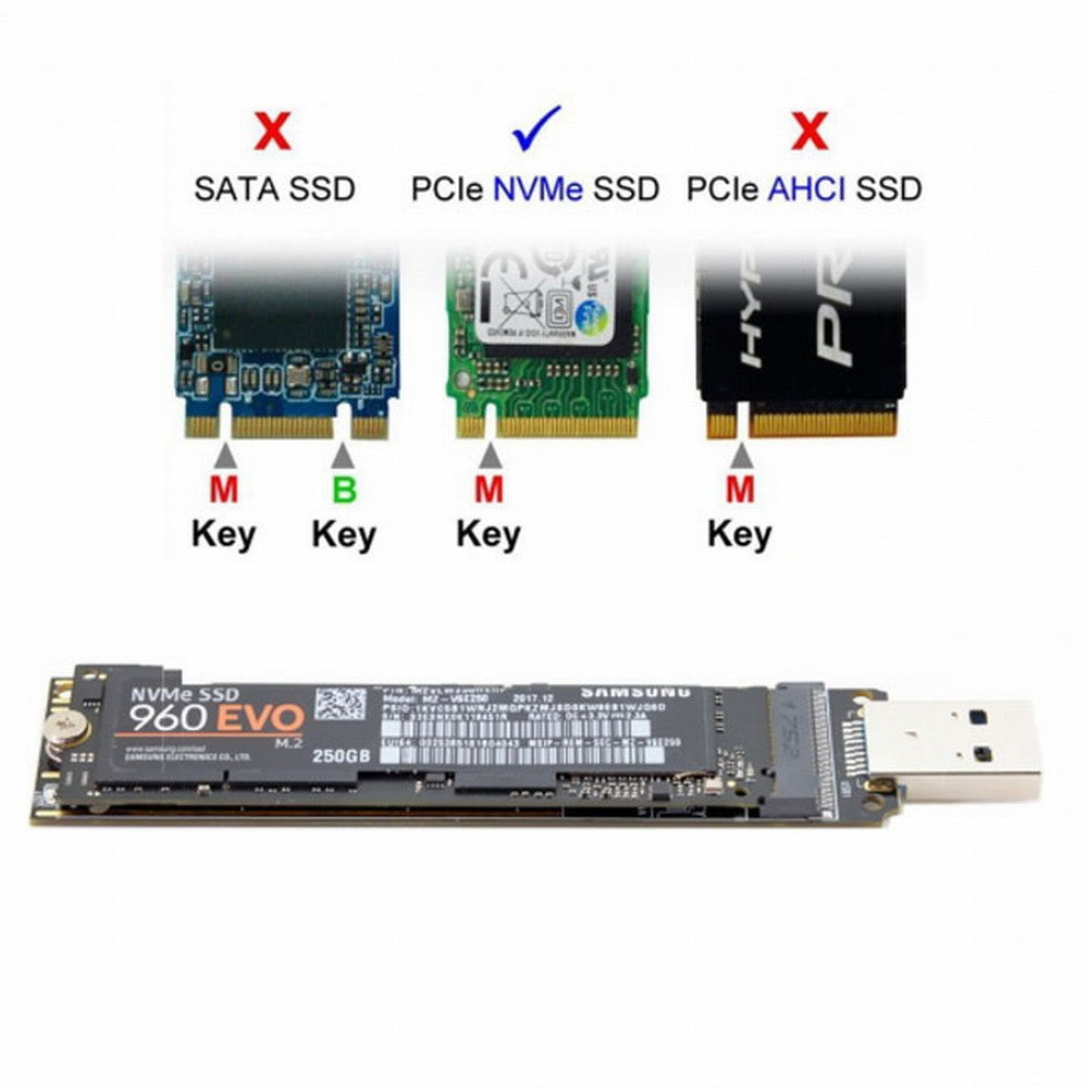 USB 3.0 to NVME M-key M.2 NGFF SSD External PCBA Conveter Adapter with Flash Disk Case U3-013