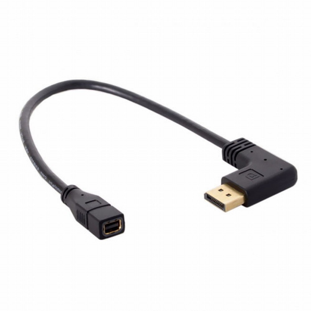 Left Angled DP DisplayPort 90 Degree to Mini DP DisplayPort Female Cable for Displays Monitors DP-048-LE
