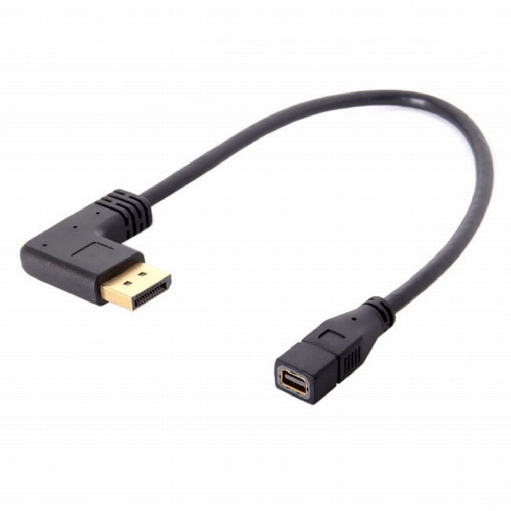 Left Angled DP DisplayPort 90 Degree to Mini DP DisplayPort Female Cable for Displays Monitors DP-048-LE