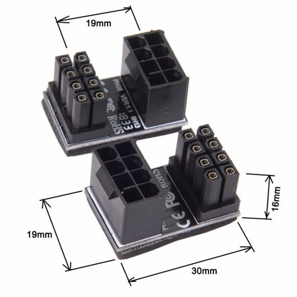 ATX 8Pin Female to 8pin Male 180 Degree Angled Power Adapter for Desktops Graphics Card PW-009