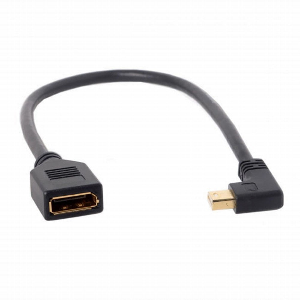 Left Angled Mini DP DisplayPort 90 Degree to DisplayPort Female Cable for Displays Monitors DP-013-LE