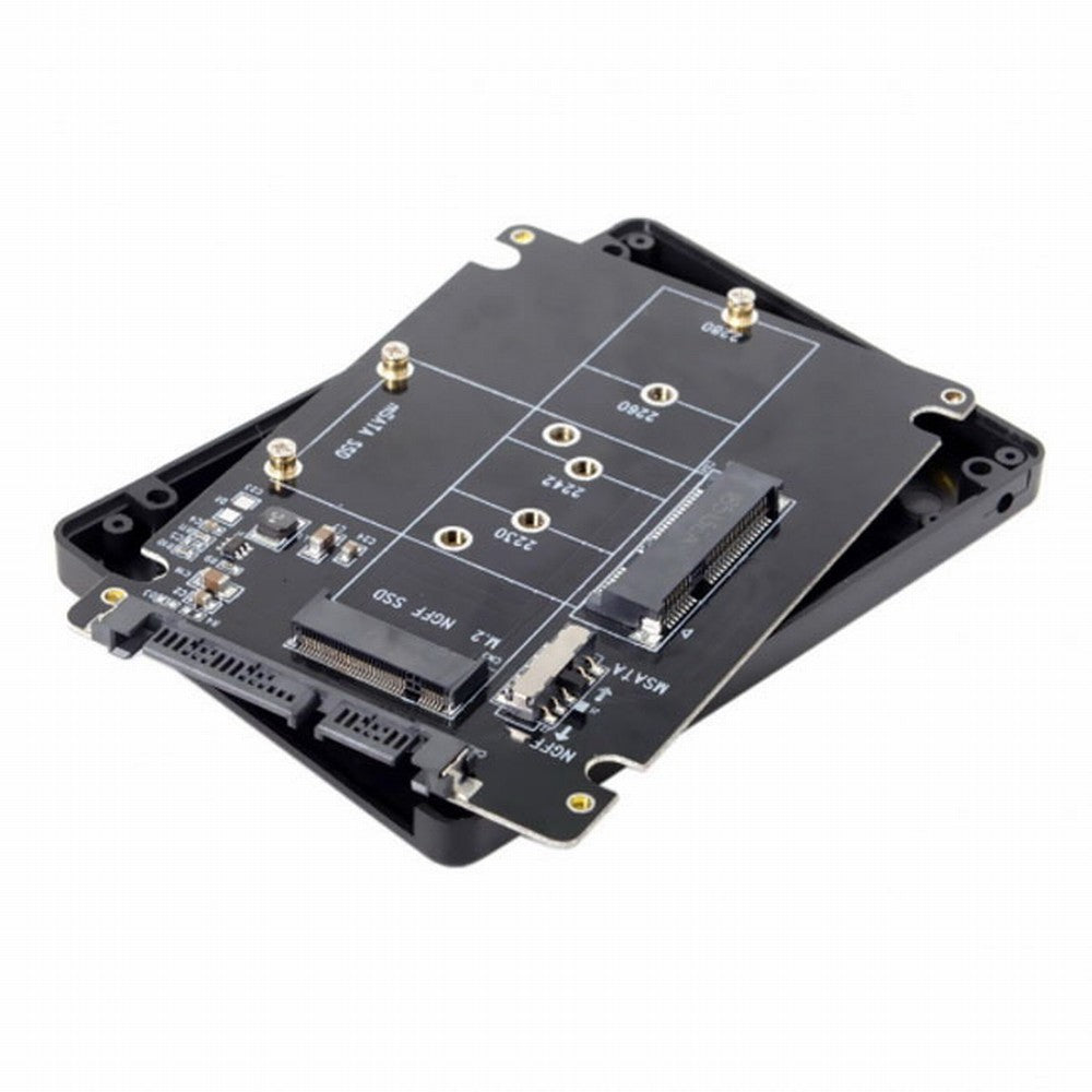 Combo M.2 NGFF B-key mSATA SSD to SATA 3.0 Adapter Converter Case Enclosure with Switch SA-011