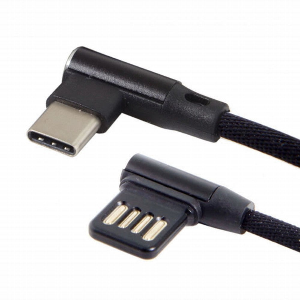 USB-C 3.1 Type-C to Left Right Angled 90 Degree USB 2.0 Data Cable with Sleeve for Tablet Phone 15cm UC-114