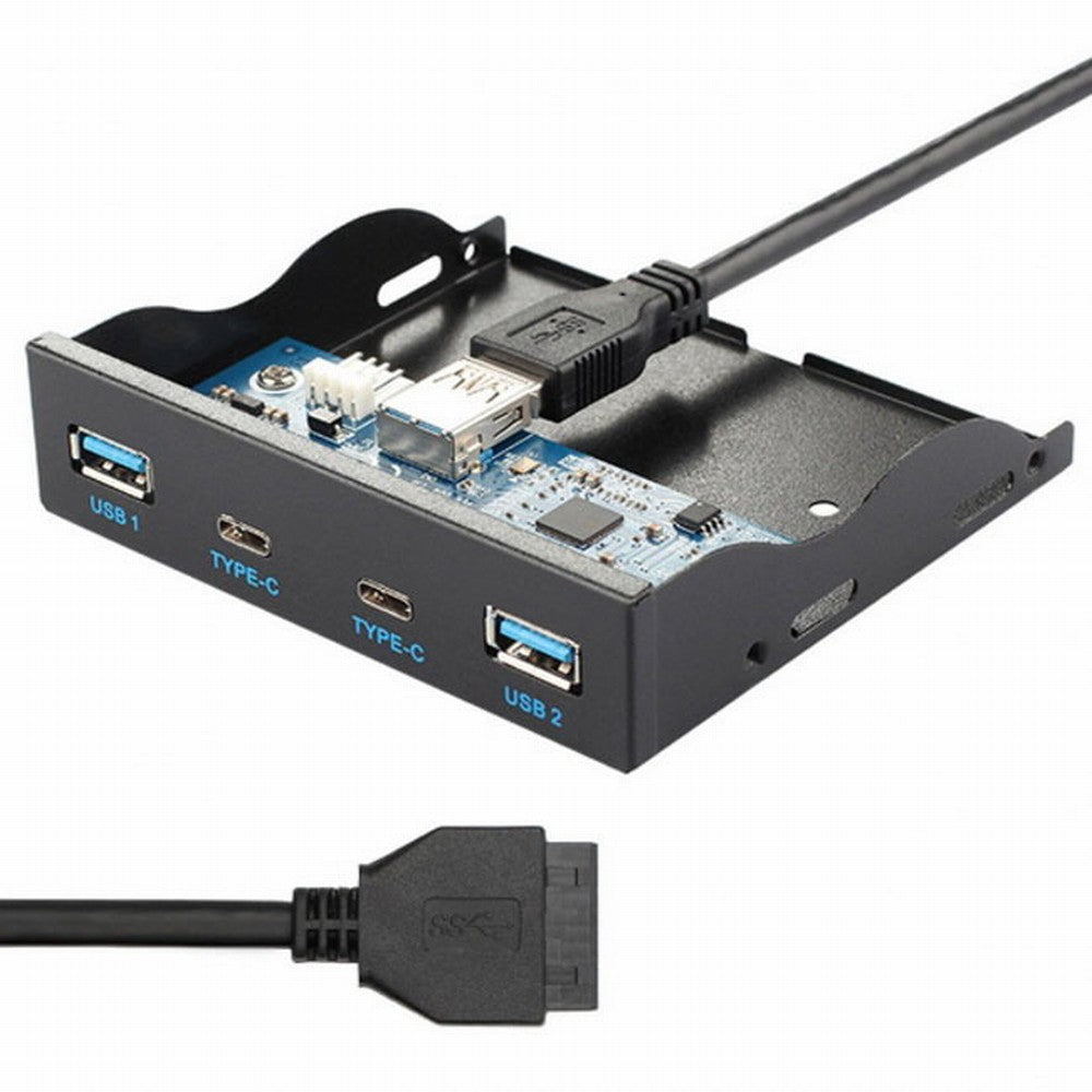 USB-C USB 3.0 HUB 4 Ports Front Panel to Motherboard 20Pin Connector Cable for 3.5" Floppy Bay UC-119