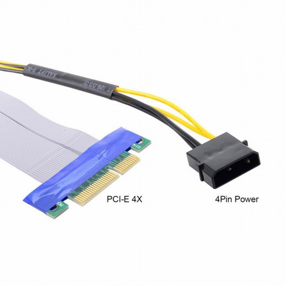 PCI-E Express 4x to 16x Flex Cable Extender Converter Riser Card Adapter with 4pin Power 15cm EP-005