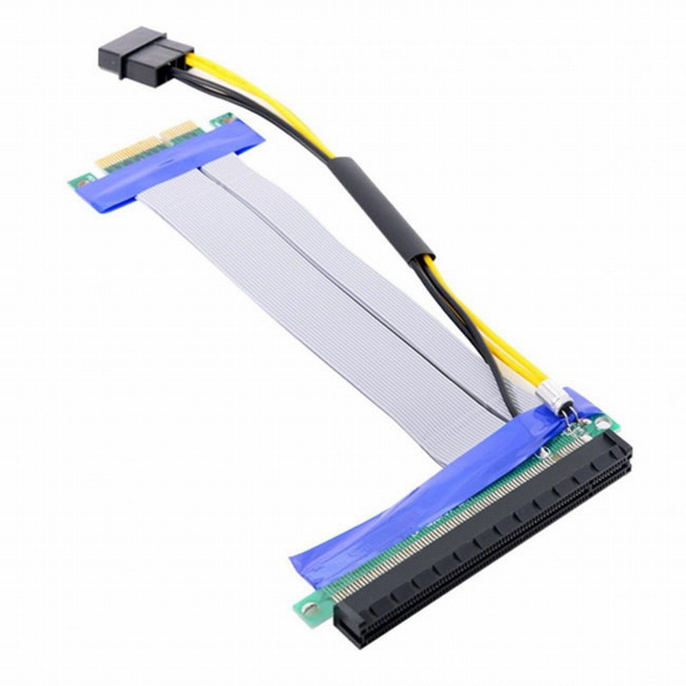 PCI-E Express 4x to 16x Flex Cable Extender Converter Riser Card Adapter with 4pin Power 15cm EP-005