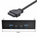 USB-C USB 3.0 HUB 4 Ports Front Panel to Motherboard 20Pin Connector Cable for 5.25" CD-ROM Bay U3-081