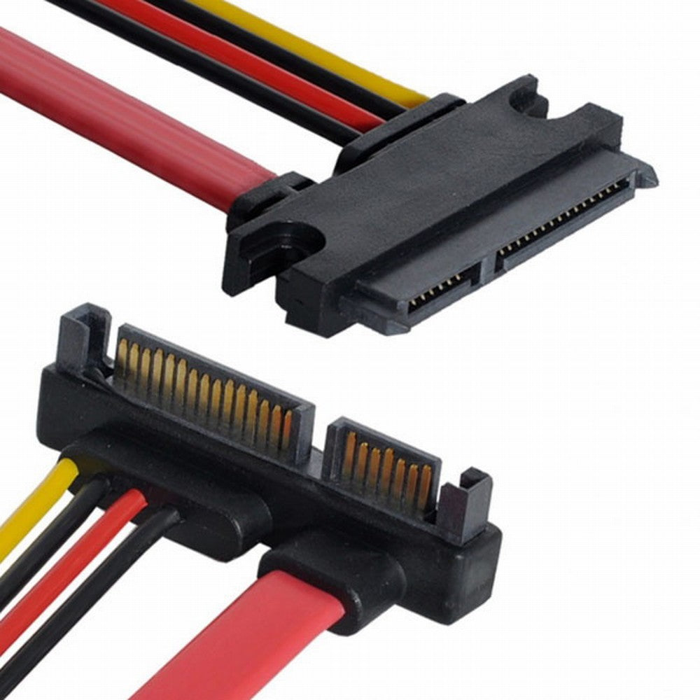 Down Angled SATA III 3.0 7+15 22 Pin SATA Male to Female Data Power Extension Cable 30cm SA-065-DN