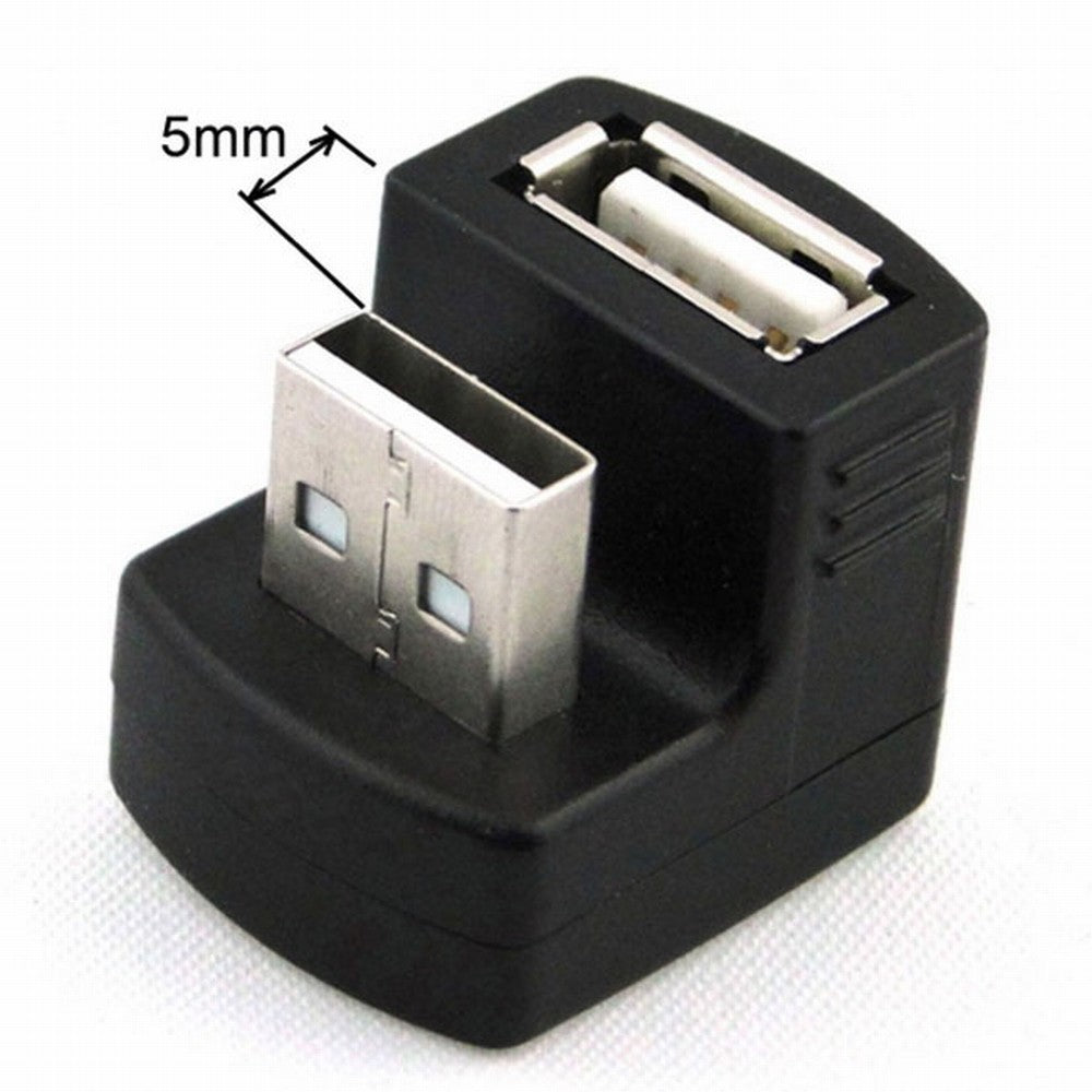 Up Angled USB 2.0 Adapter A Male to Female Extension 90 180 360 Degree Black U2-099-UP