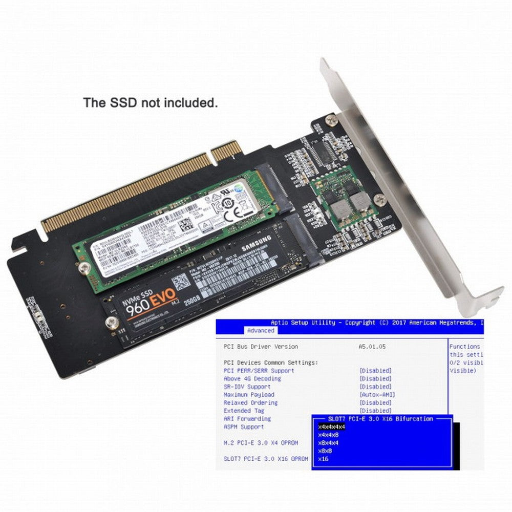 4X NVME M.2 AHCI to PCIE Express 3.0 Gen3 X16 Raid Card VROC Raid0 Hyper Adapter SA-024