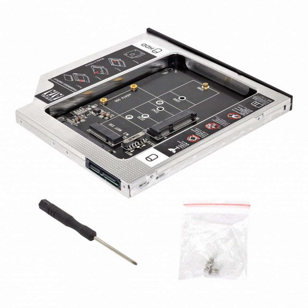 MSATA NGFF B/M-key SSD to Slimline SATA 13Pin Caddy Case for 9.5mm Universal Laptop CD / DVD-ROM Optical Bay SA-025