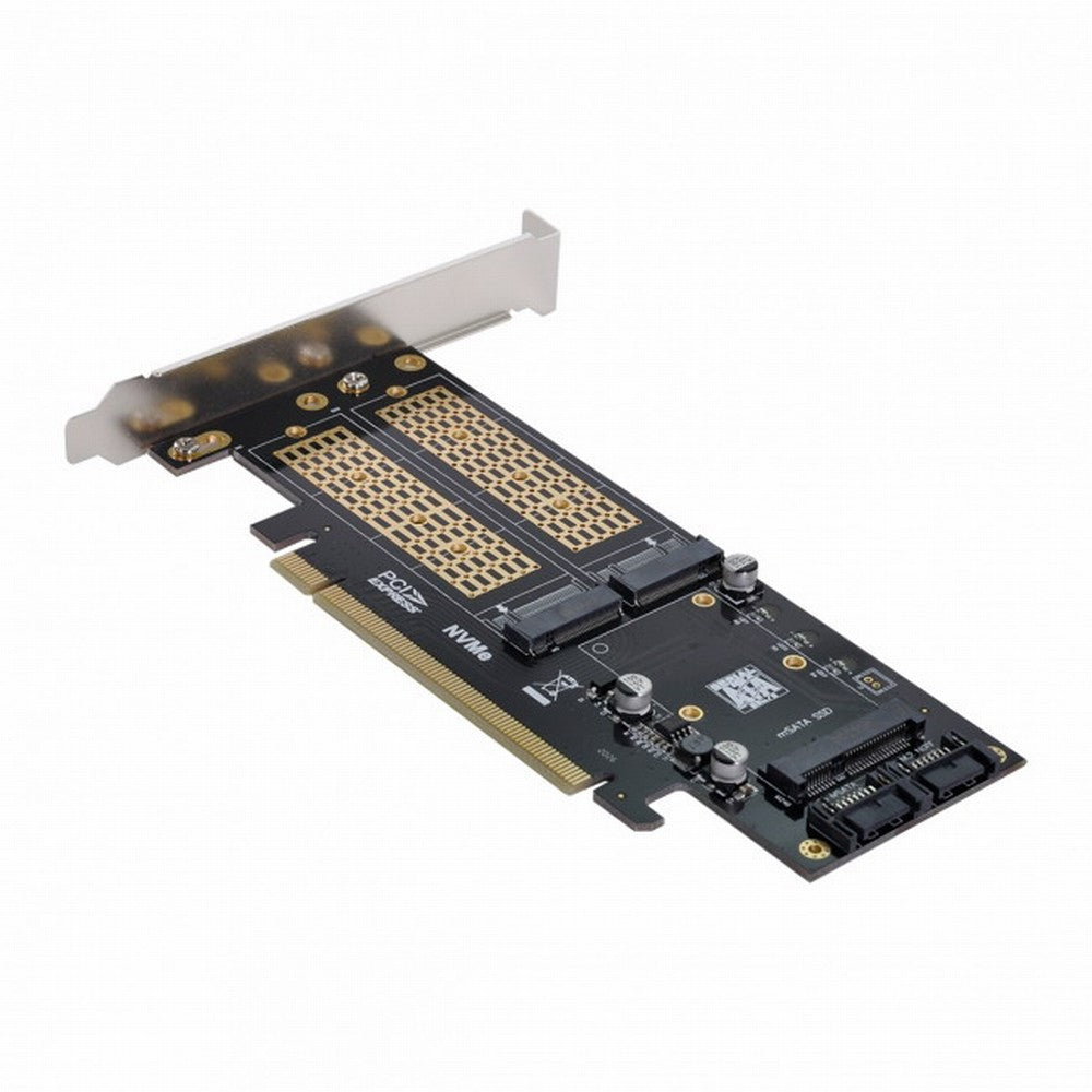 PCI Express PCI-E 3.0 Dual SATA to NGFF NVME MSATA M-Key B/M-key SSD Card Adapter 3in1 SA-028