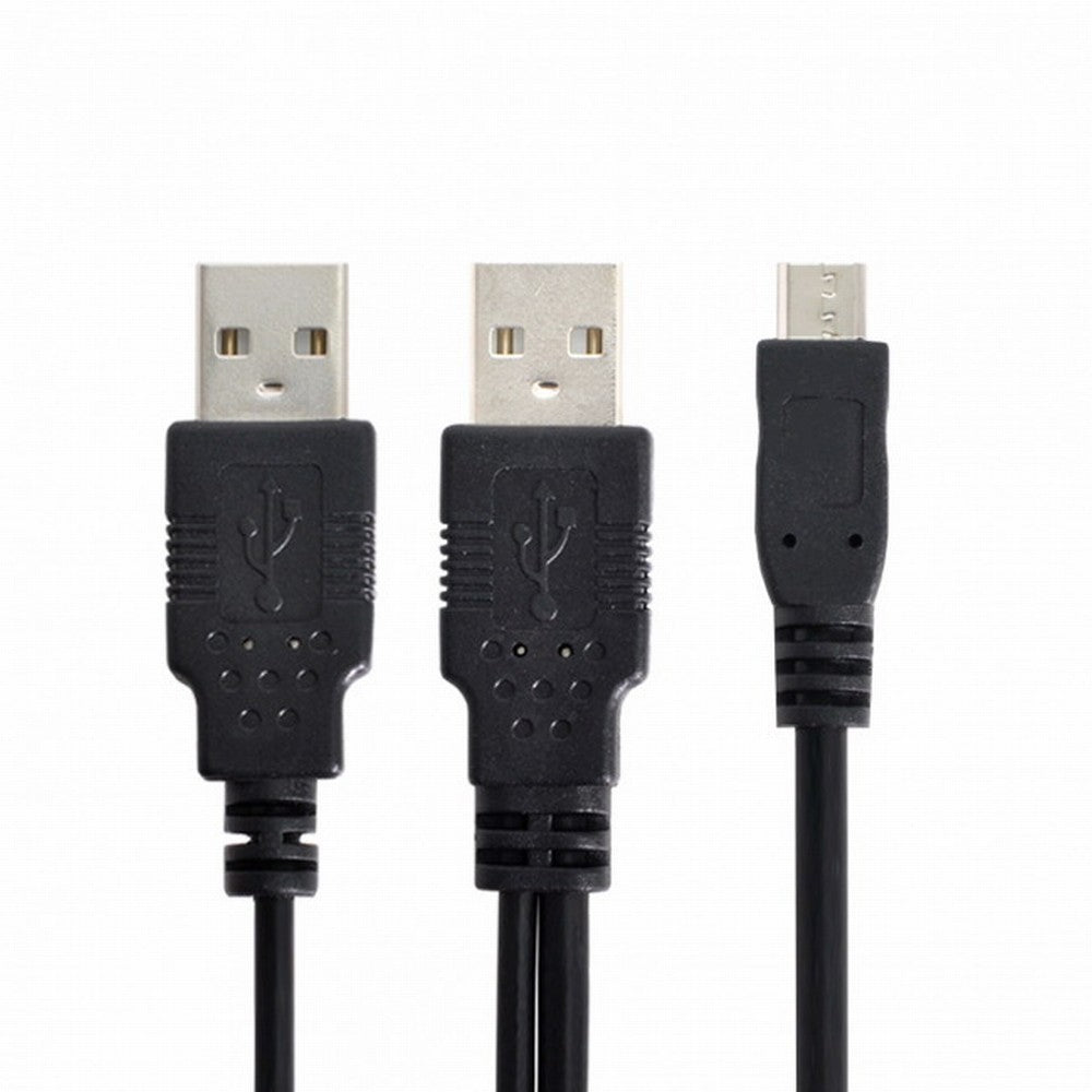 USB 2.0 Two Male to Micro USB 5Pin Male Y Cable 80cm for external Hard Disk Drive U2-072