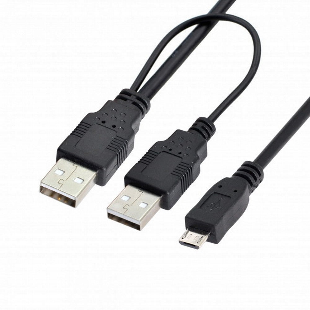 USB 2.0 Two Male to Micro USB 5Pin Male Y Cable 80cm for external Hard Disk Drive U2-072