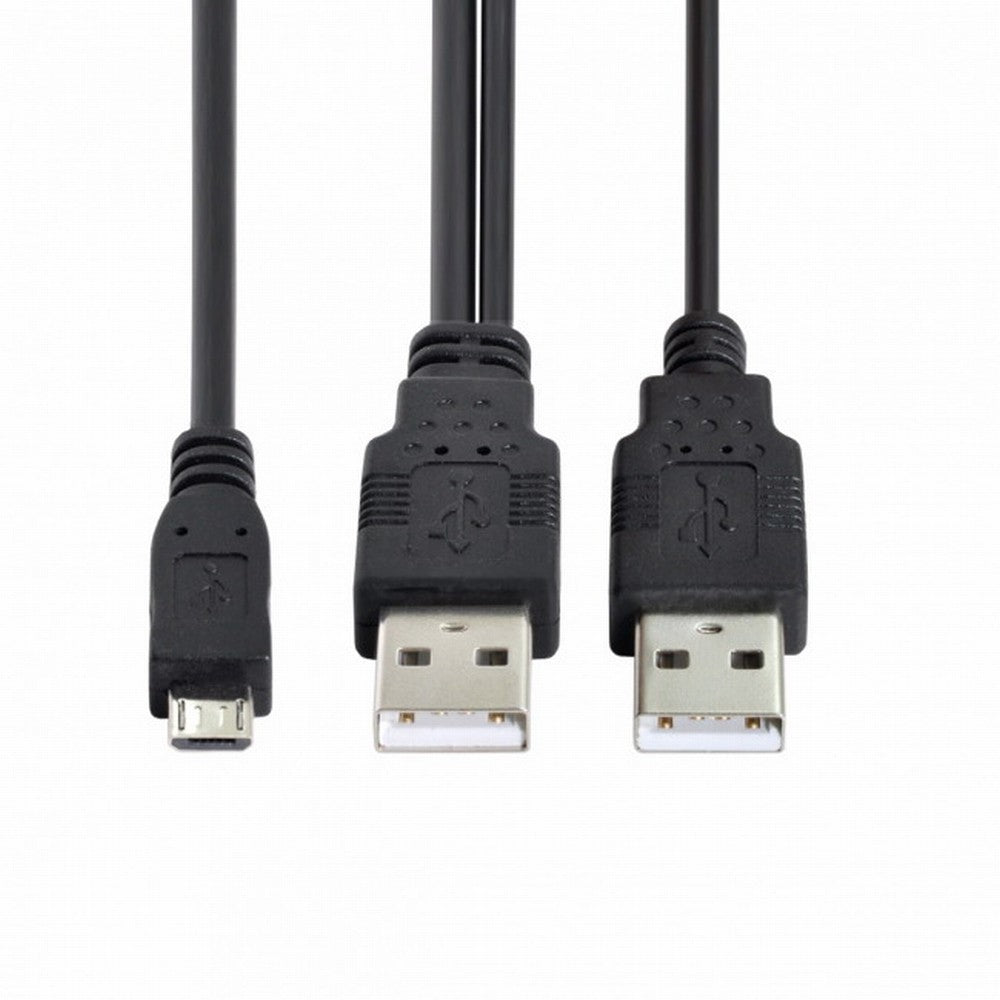 USB 2.0 Two Male to Micro USB 5Pin Male Y Cable 80cm for external Hard Disk Drive U2-072