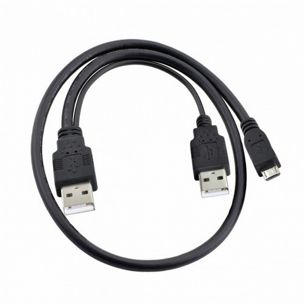USB 2.0 Two Male to Micro USB 5Pin Male Y Cable 80cm for external Hard Disk Drive U2-072