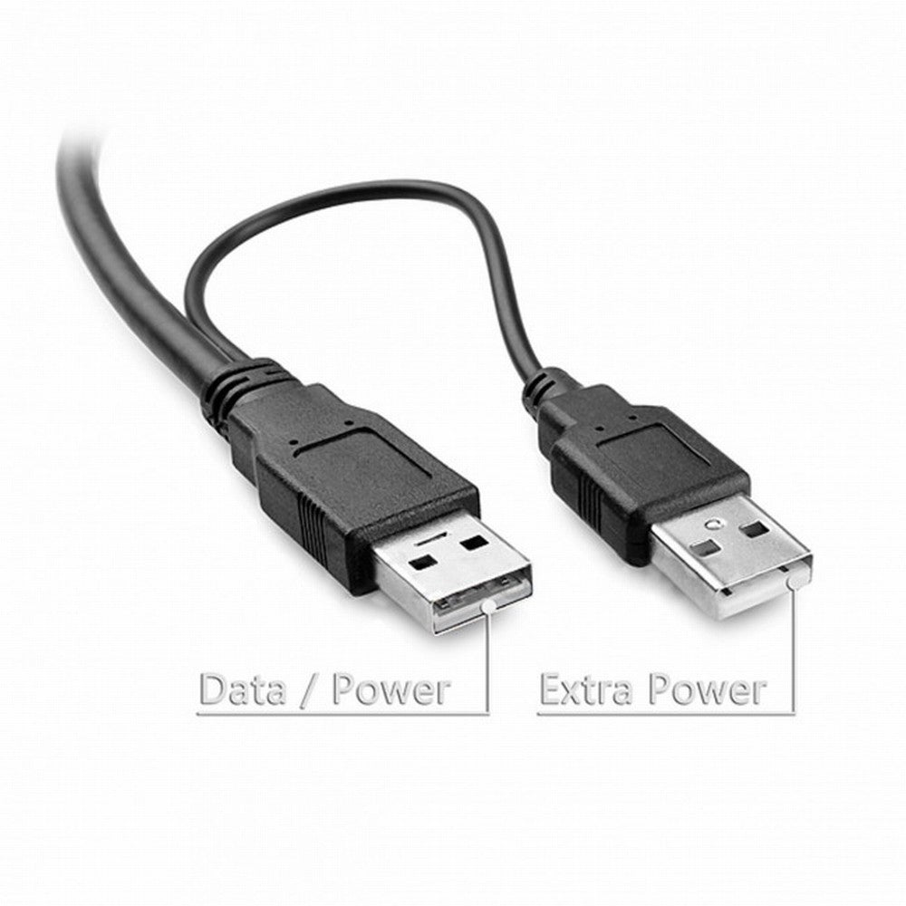 USB2.0 Dual Two A type Male to Mini 5-Pin male Y Cable for Hard Disk Drive Case U2-023