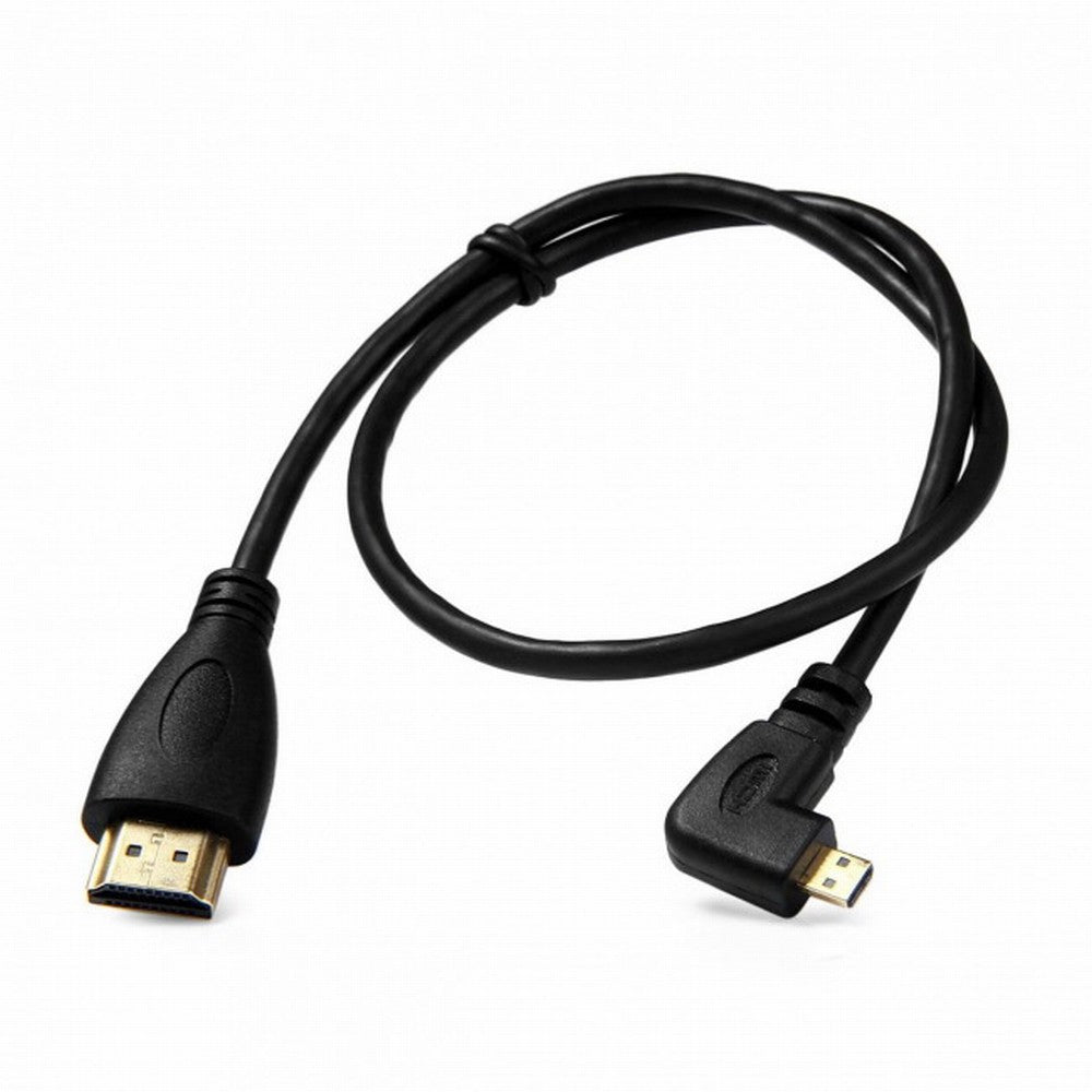 Left Angled 90 Degree Micro HDMI to HDMI Male HDTV Cable for Cell Phone Tablet Camera HD-066-LE