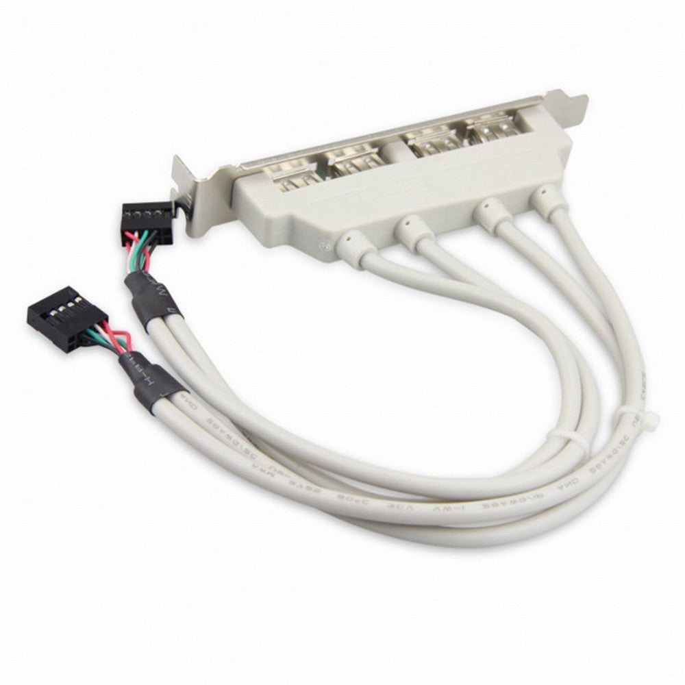 PCI-E 4 Ports USB 2.0 Female Screw to Motherboard 9pin Header Cable with Bracket U2-144