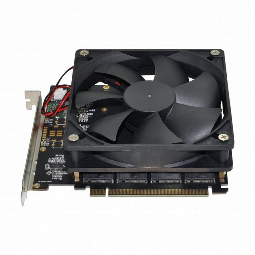 4X NVME M.2 AHCI to PCI-E Express 3.0 Gen3 X16 Raid Card with Fan VROC Raid0 Hyper Adapter SA-030