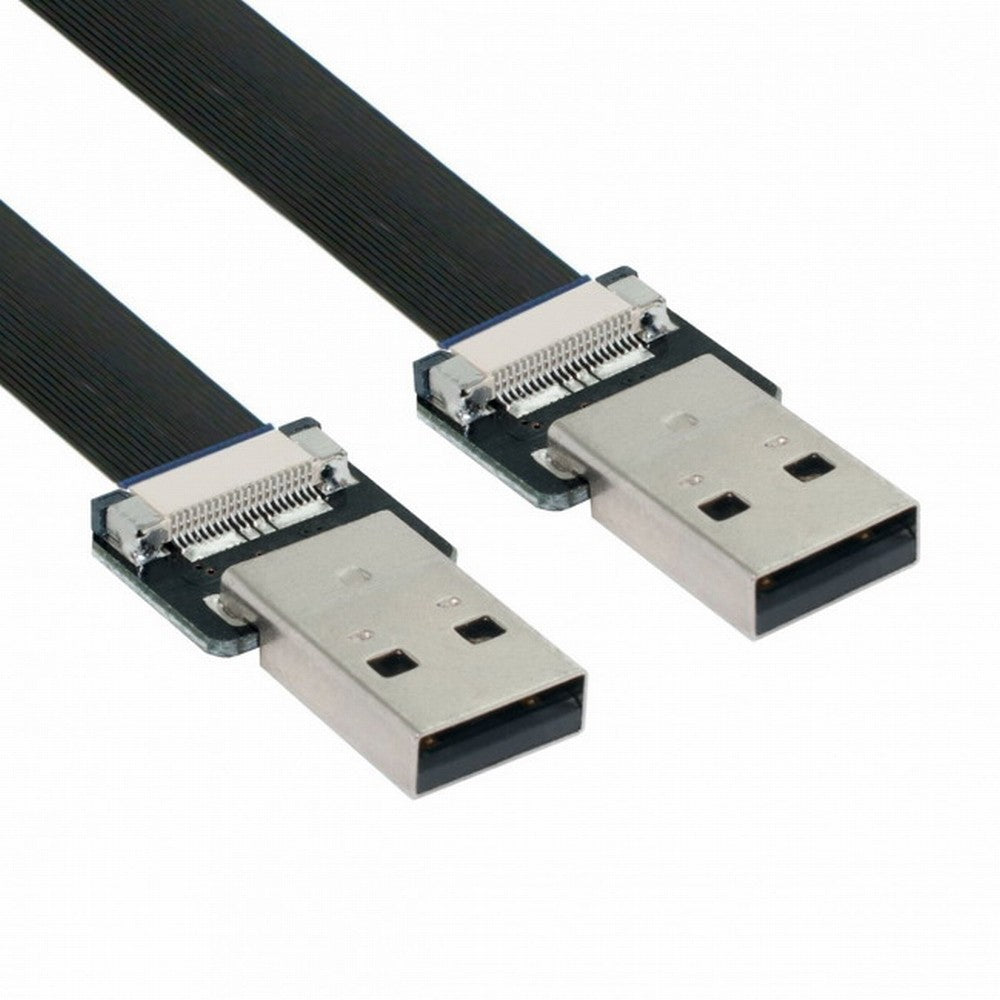 USB 2.0 Type-A Male to Type-A Male Data Flat Slim FPC Cable for FPV Disk Scanner Printer CC-U2-031-BK