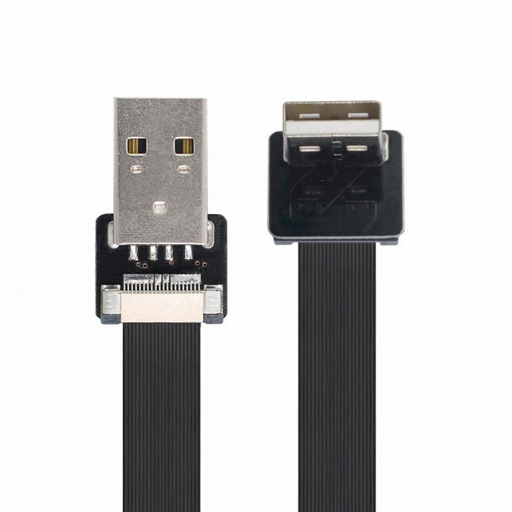 Down Angled USB 2.0 Type-A Male to Type-A Male Data Flat Slim FPC Cable 90 Degree for FPV Disk Scanner Printer CC-U2-031-DN