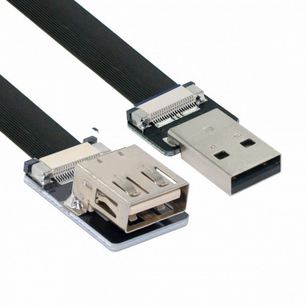 USB 2.0 Type-A Male to Female Extension Data Flat Slim FPC Cable for FPV Disk Scanner Printer CC-U2-044-BK