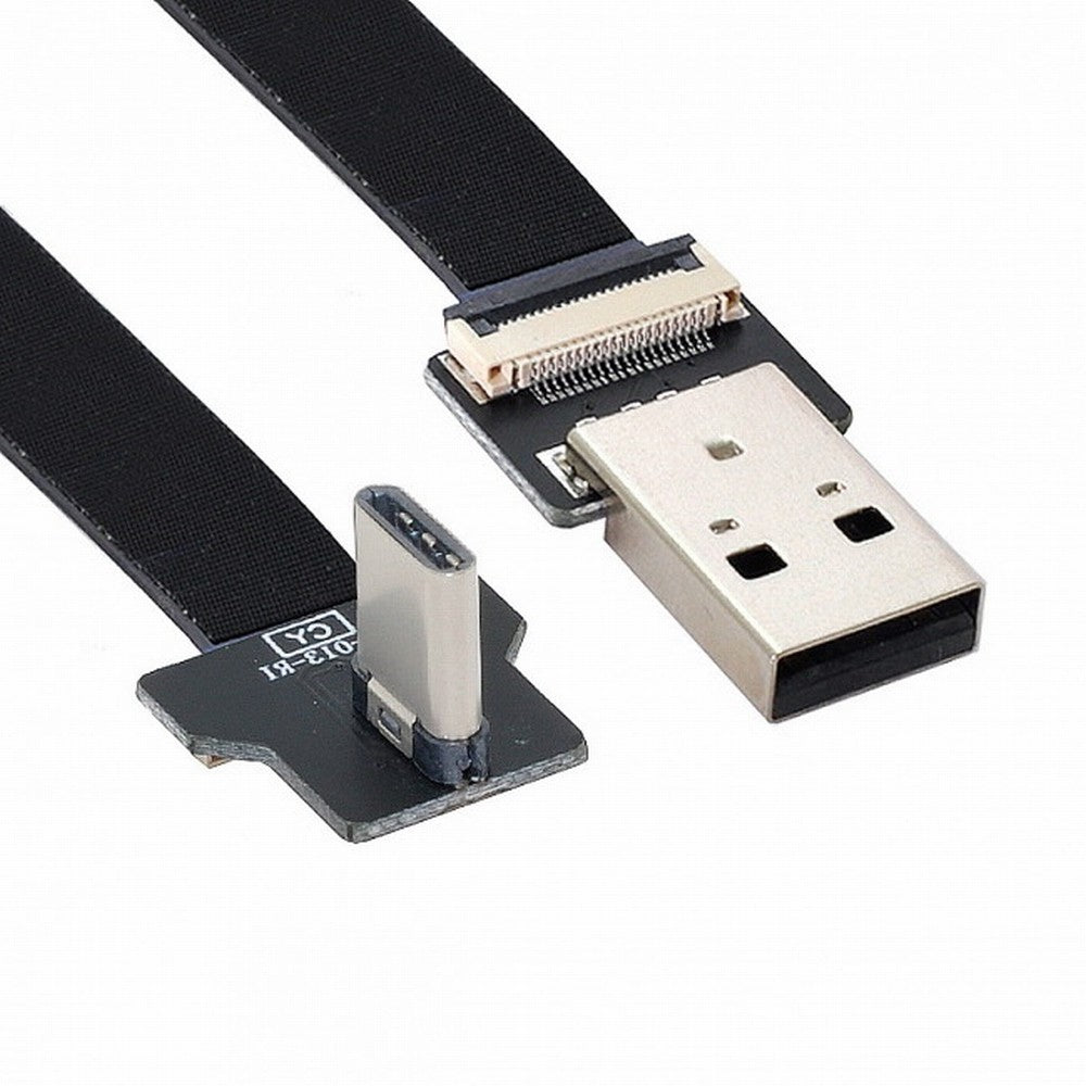 Right Angled USB 2.0 Type-A Male to USB-C Type-C Male Data Flat Slim FPC Cable for FPV Disk Phone CC-U2-039-RI