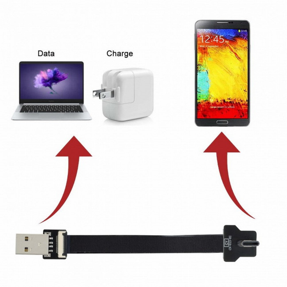 Right Angled USB 2.0 Type-A Male to USB-C Type-C Male Data Flat Slim FPC Cable for FPV Disk Phone CC-U2-039-RI