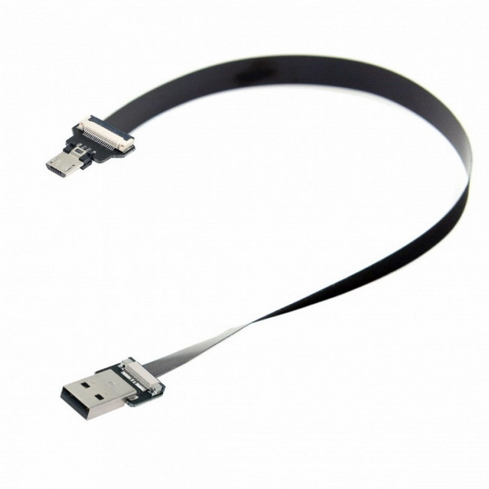 USB 2.0 Type-A Male to Micro USB 5Pin Male Data Flat Slim FPC Cable for FPV Disk Phone CC-U2-045-BK