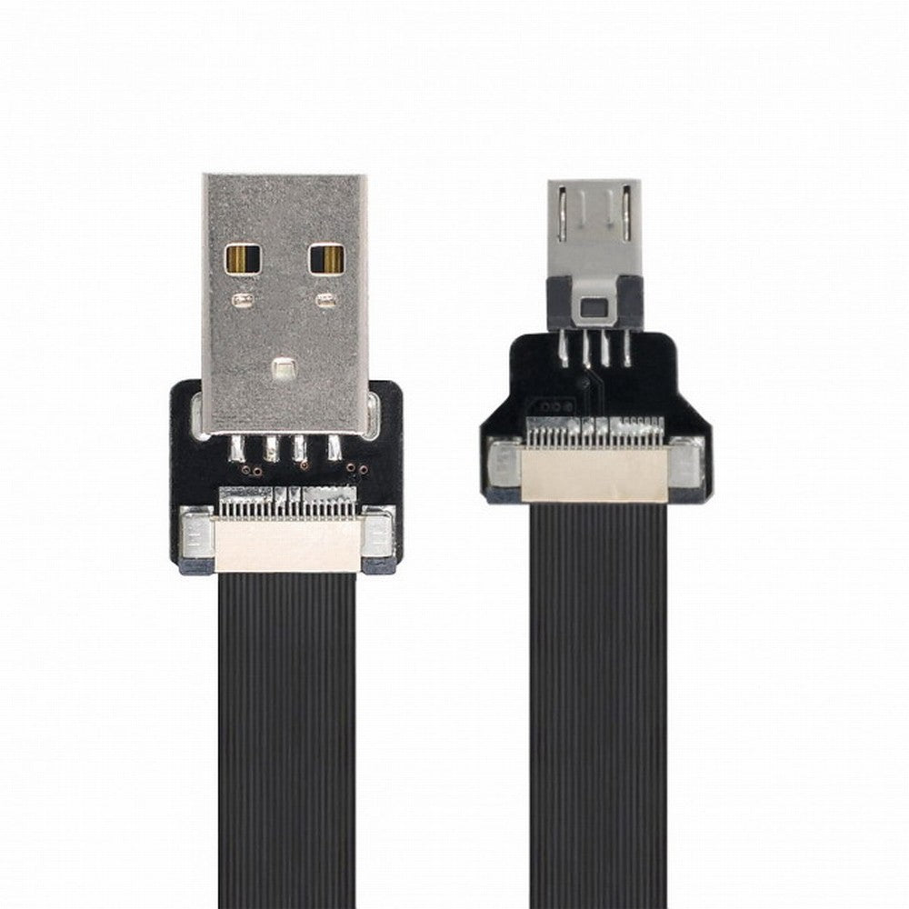 USB 2.0 Type-A Male to Micro USB 5Pin Male Data Flat Slim FPC Cable for FPV Disk Phone CC-U2-045-BK