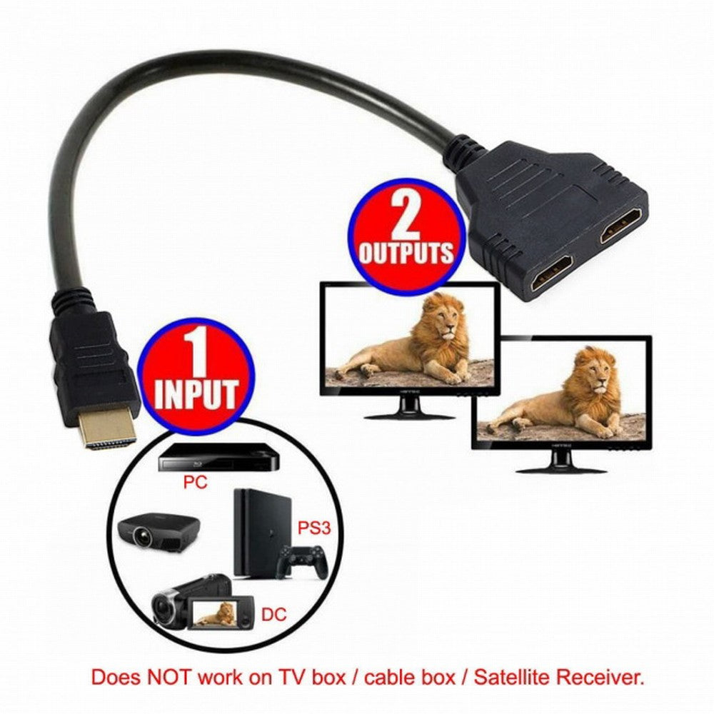 HDMI to Dual HDMI Female Y Splitter Switch Extension Adapter Cable with Micro Mini HDMI Adapter HD-023+038+167