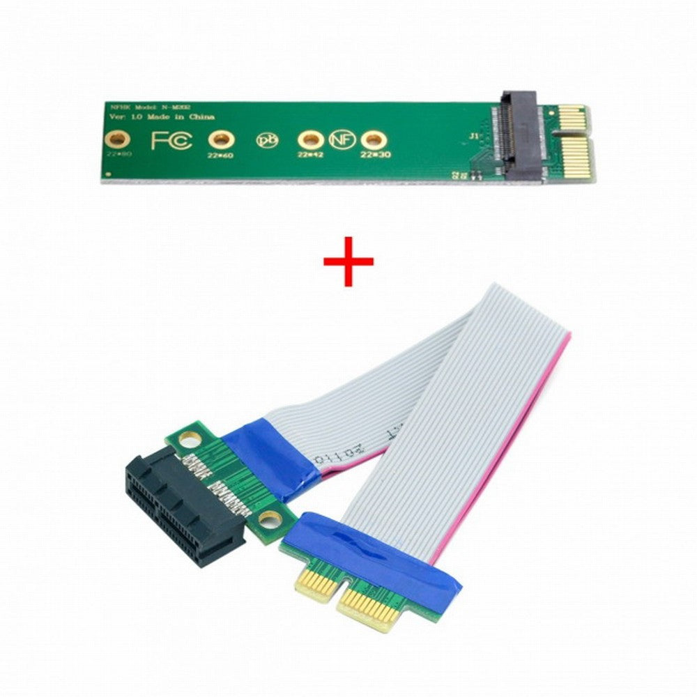 NGFF M-key NVME AHCI SSD to PCI-E 3.0 1x x1 Vertical Adapter with Cable Male to Female Extension EP-051+SA-002