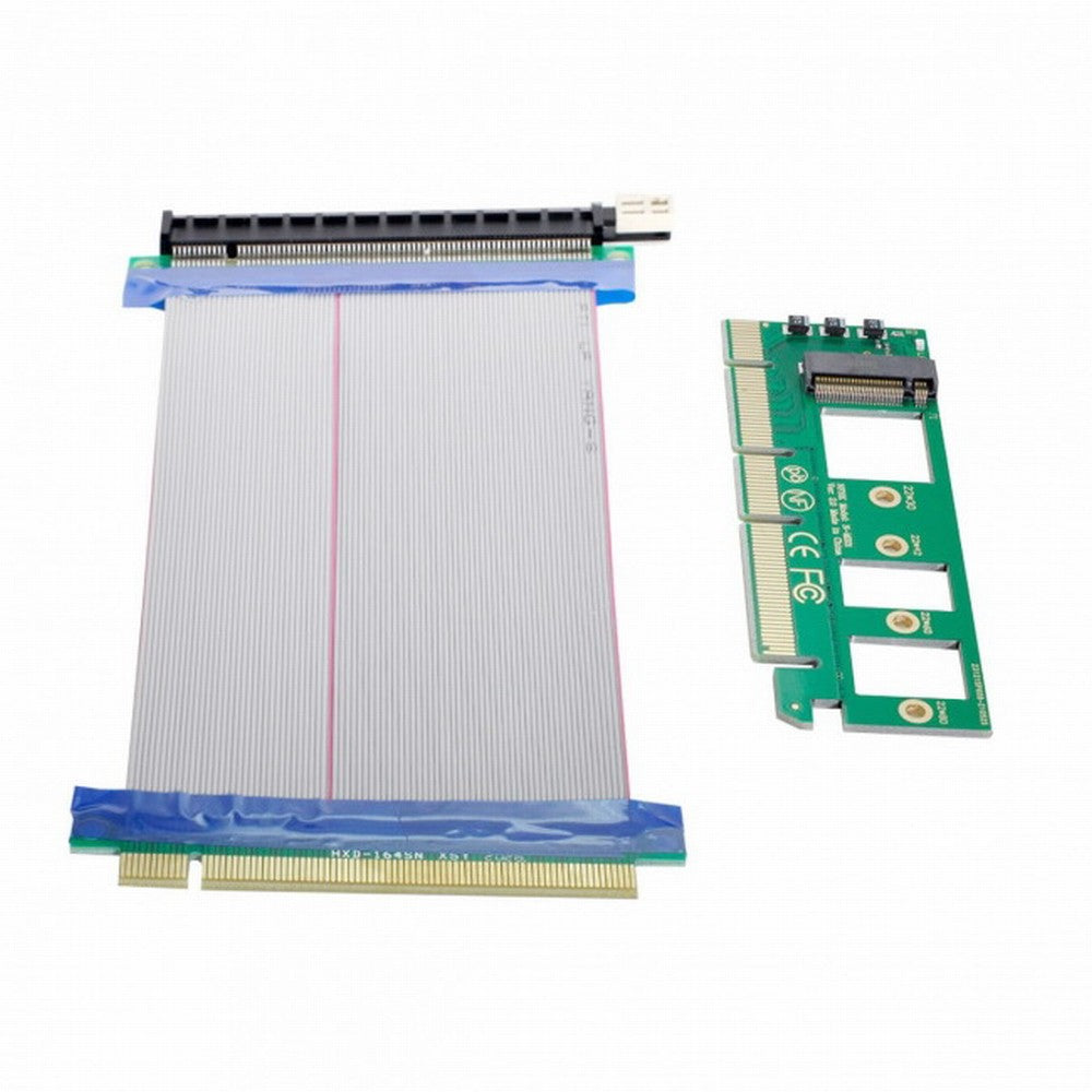 NGFF M-key NVME AHCI SSD to PCI-E 3.0 16x x16 Vertical Adapter with Cable Male to Female Extension EP-075+SA-001-GR